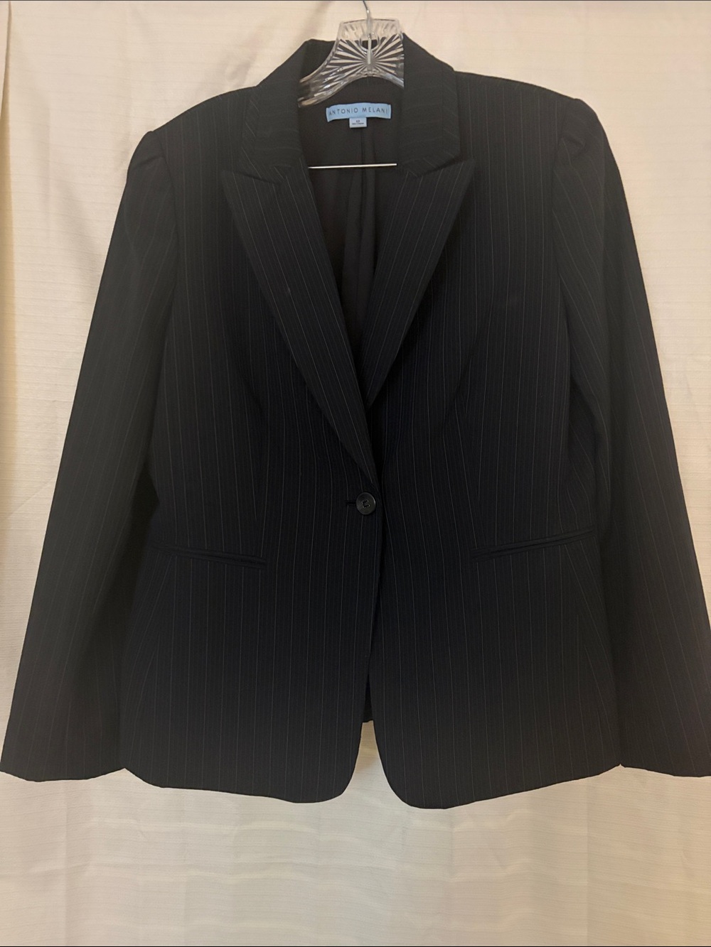 ANTONIO MELANI Black Pinstripe Tailored Women's Blazer